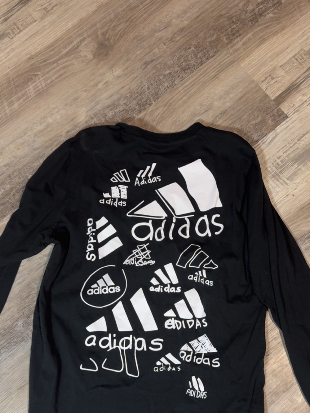adidas Black Long Sleeve Logo Collage Tee